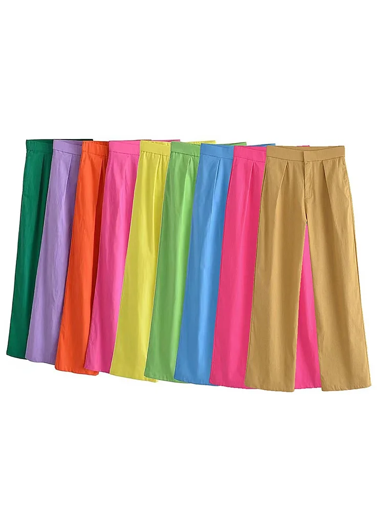 

Женские прямые брюки на молнии BSK & ZA & TRF, винтажные брюки с завышенной талией, модель 7385577, 2022, 7385/577
