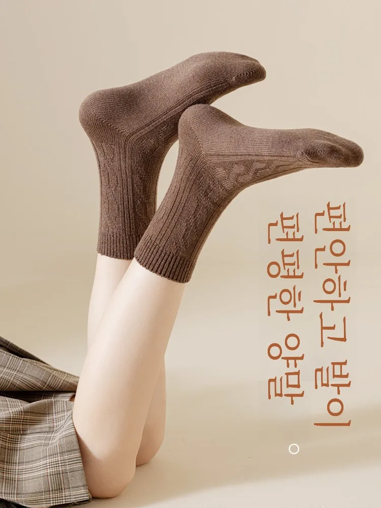  Шерстяные носки женские осенние и зимние носки-трубочки цвета Майяра