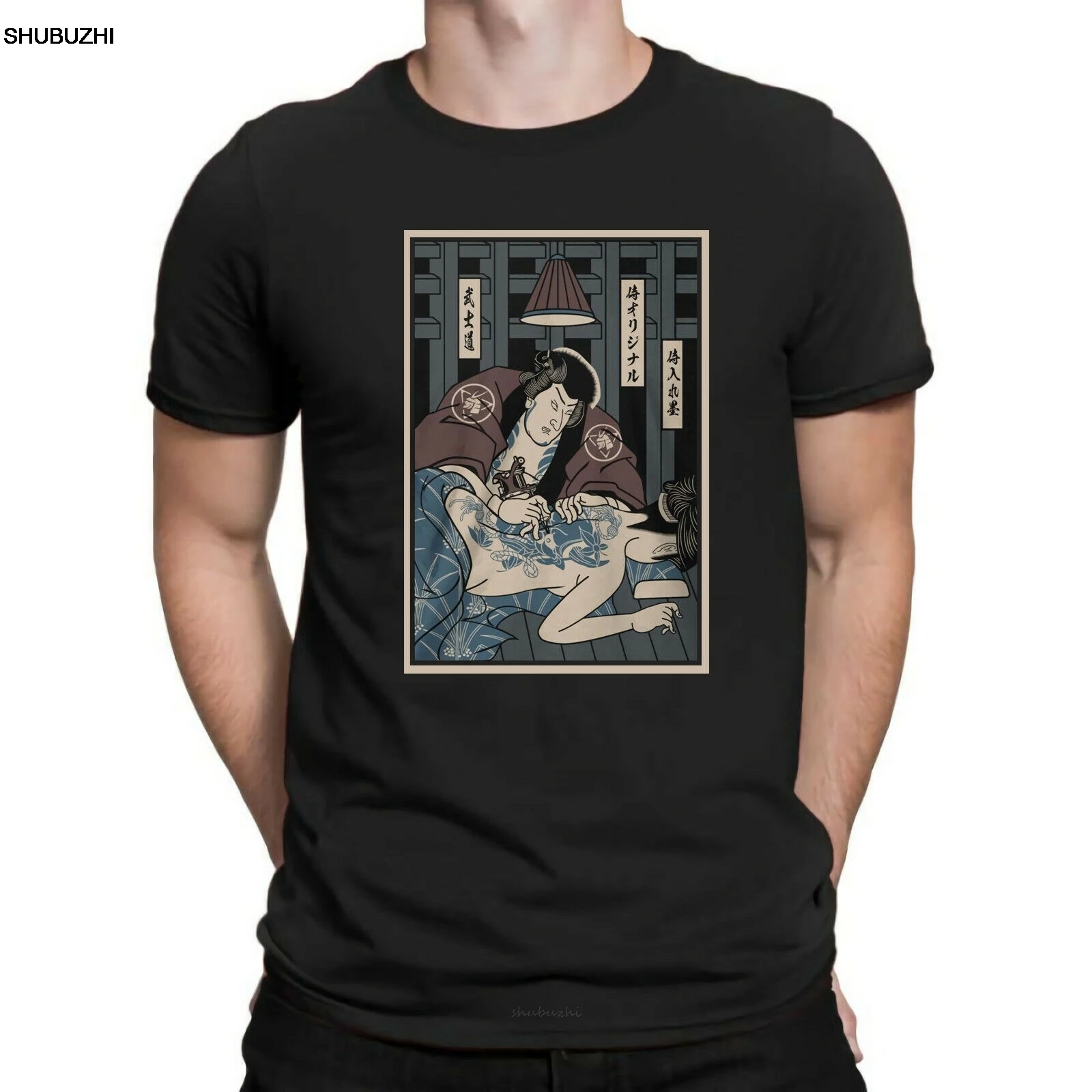 

Samurai Tattoo T-Shirt Samurai Carpenter Anime Funny Design Men's Cotton Shirts New Fashion
