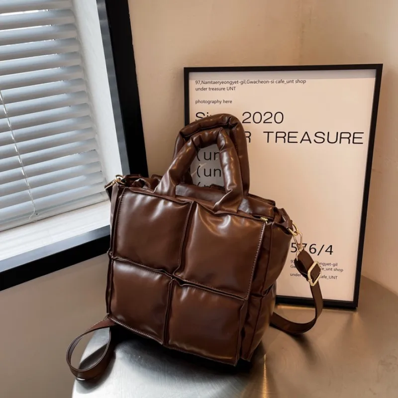 

Модная большая сумка-тоут с подушкой, дизайнерская стеганая женская сумка через плечо, роскошная нейлоновая сумка-мессенджер из хлопка с пухом, женская сумка