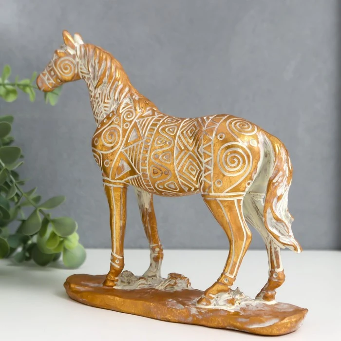 Сувенир полистоун &quotЛошадь&quot геометрические узоры золото 19х20 5х5 2 см 7822867 |