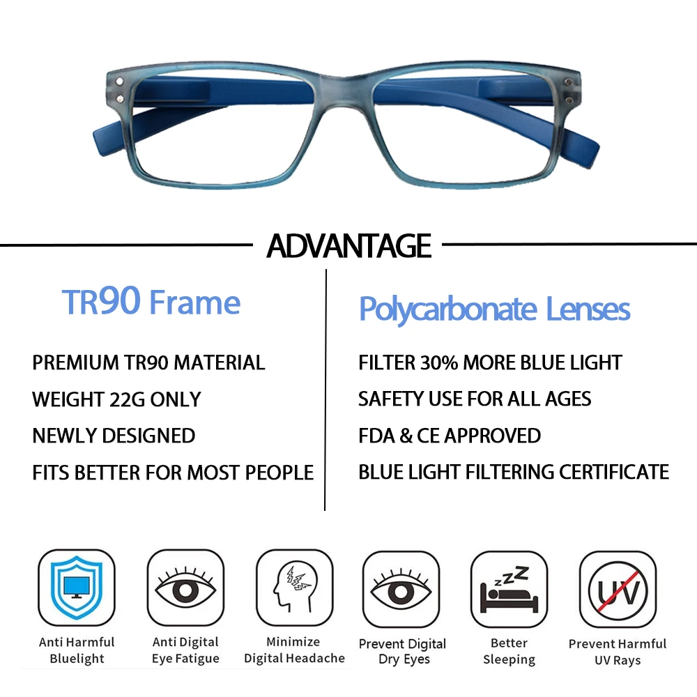 Очки для чтения женщин и мужчин пружинные петли квадратная диоптрийная лупа очки