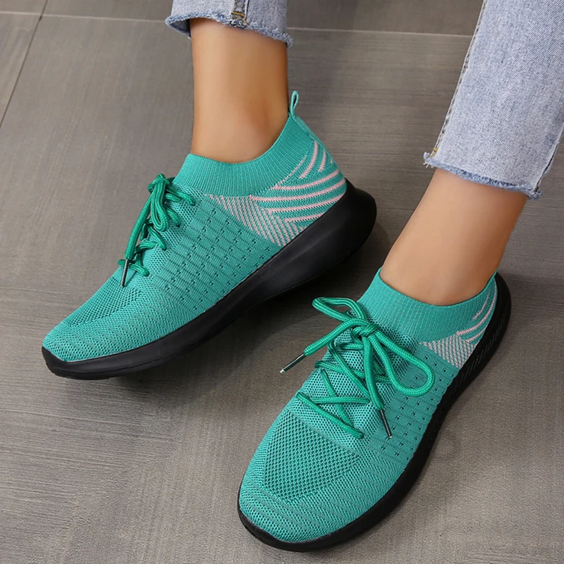 

Women Platform Sneakers Mesh Flying Woven Vulcanized Shoes Female Light Casual Sport Shoes Size 43 Women Shoes Running Sneakers