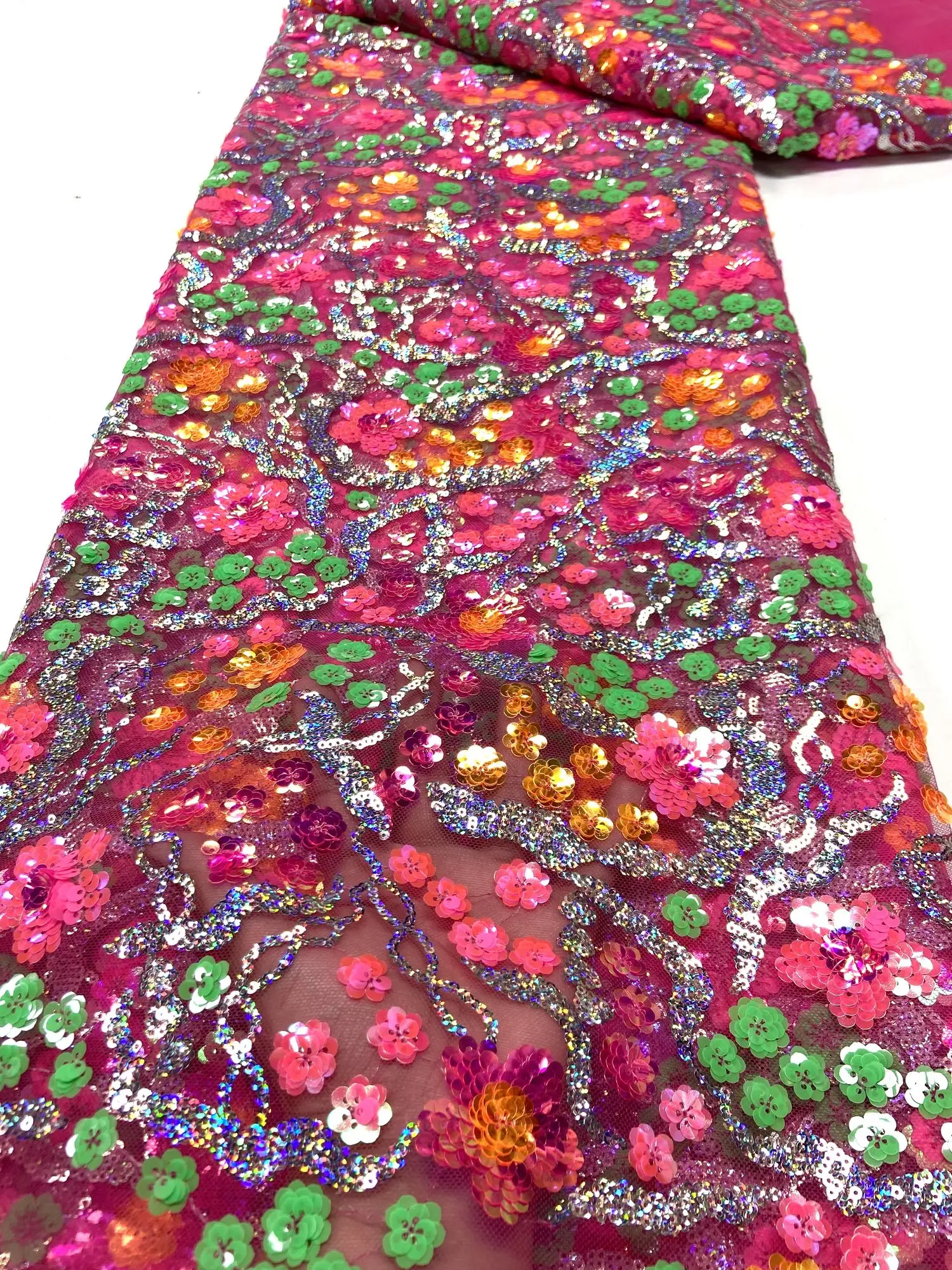 

2023 Nigerian High Quality Luxury Tulle Lace Fabrics Lace African Handmade Sequins Lace Fabric Women Wedding Party Dress Sewing