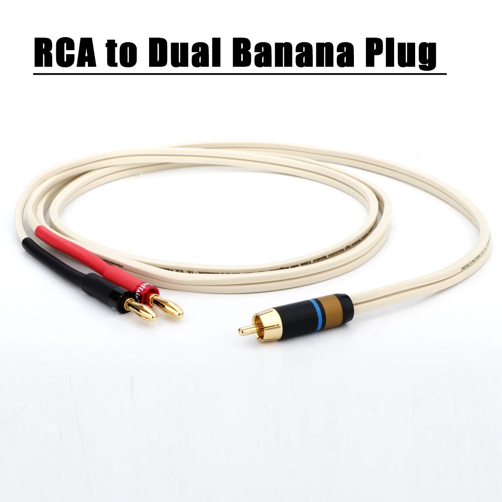 

Preffair Monster RCA to Dual Banana Plug Spade 2Y 1m 2m 3m for AMP Soundbox Sub-woofer Gold Plating Audio Cable