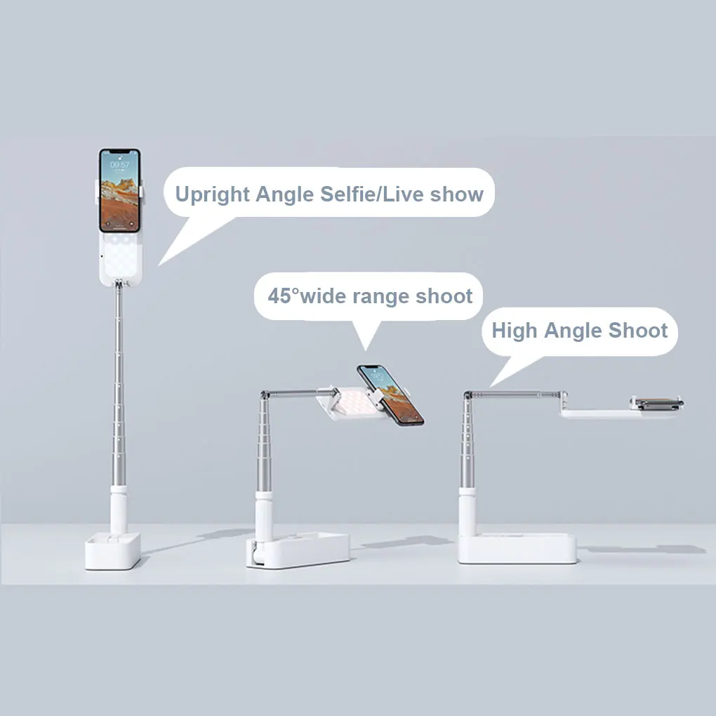 

Portable Phone Holder Retractable Wireless Live Broadcast Wireless Dimmable LED Fill Light Cellphone Bracket For Living Video