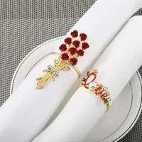 napkin ring delicate romantic alloy love themed rhinestone embedded napkin holder for valentines day