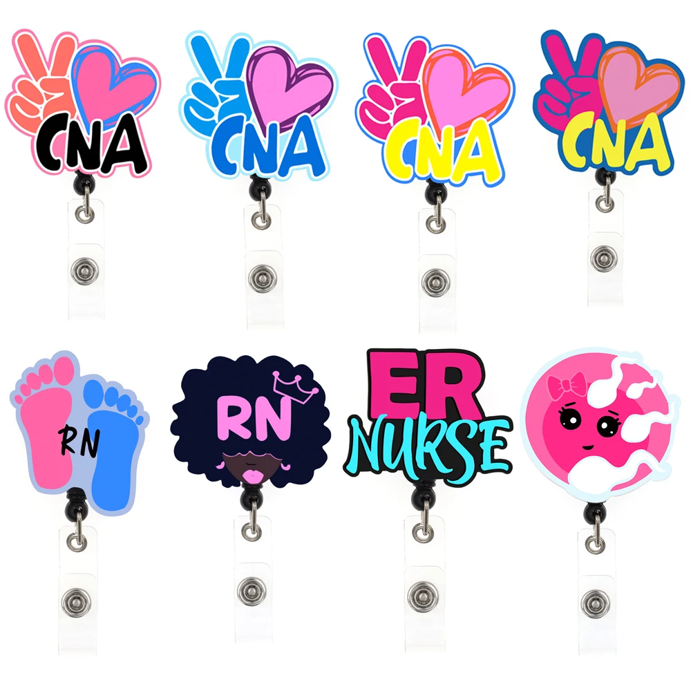 10 Pcs/Lot Office Supply Medical Series PEACE LOVE CNA Nursing Student ER RN Badge Reel For Healthcare Worker Accessories