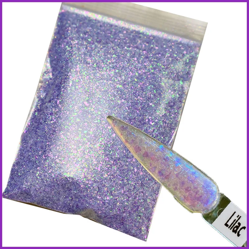 

50G Mixed Shape Chunky Nail Glitter Holographic Lilac Color Sequins Laser Sparkly Flakes Slices Manicure Nails Art Decor 6 Color