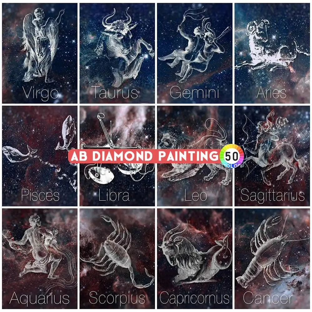 

Алмазная живопись AB 5D Вышивка Мультфильм Стразы Вышивка крестом двенадцать созвездий домашний декор полная дрель DIY настенные наклейки