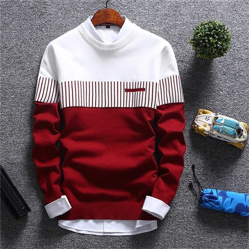 

New 2022 Autumn Winter Pullover Men's Brand Clothing Wool Slim Knitted Sweater Men Casual Striped Pull Jumper Knitted Sweater