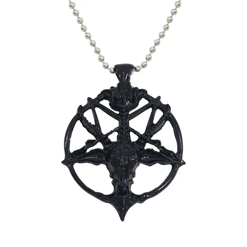 

Goth Goat Head Necklace Evil Demon Pentagram Pendant Necklace Punk Gothnic Skeleton Jewelry Trendy Sweater Chain Clavicle Chain