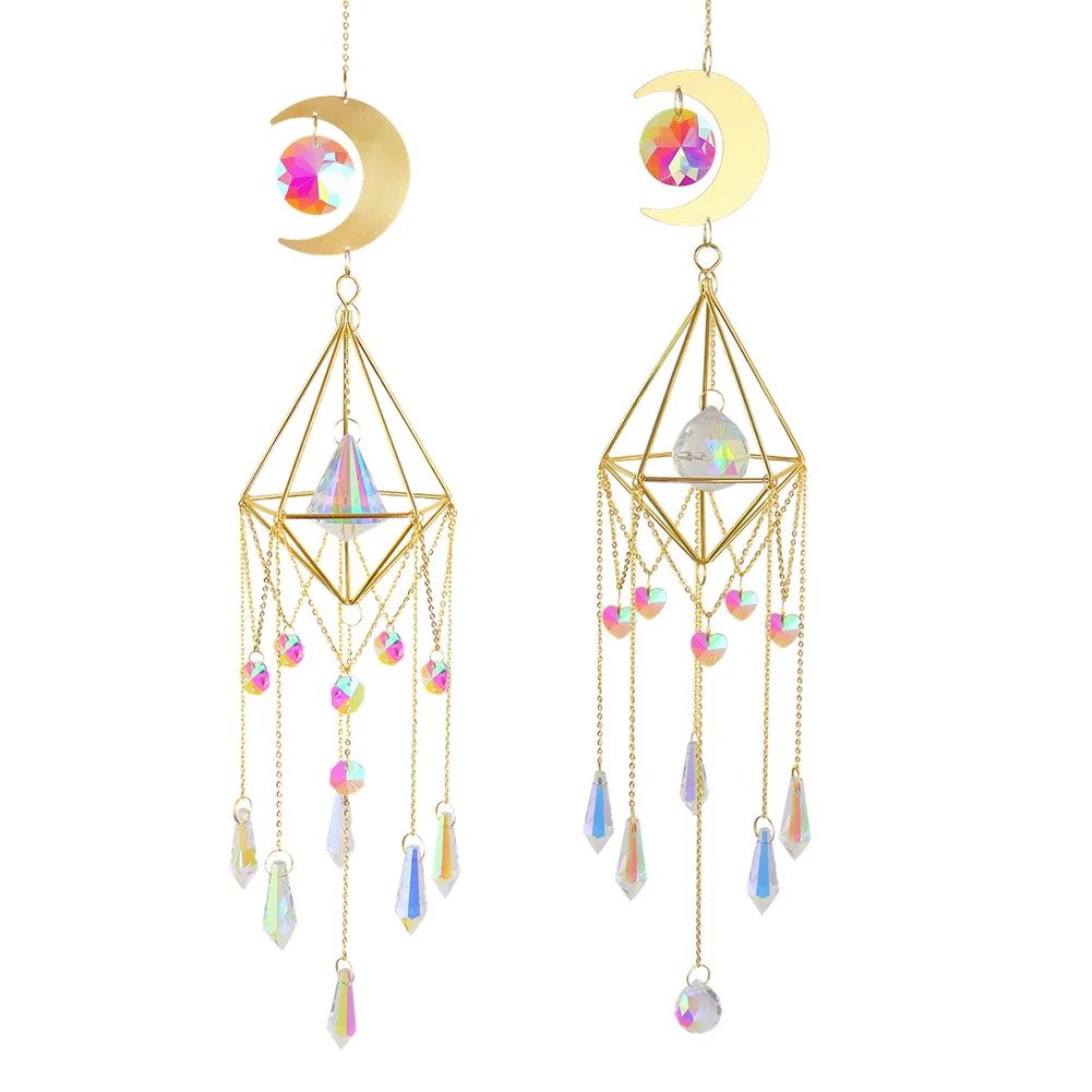 

Sun Ball Crystal Hanging Ornament Pendant Hanging Curtain Light Catcher Hexagon Moon Ball Pendant Decor