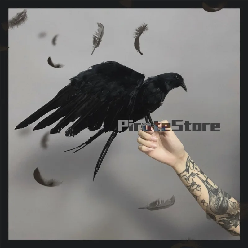 

Night Crow Large Dark Magic Crow Simulation Gothic Feather Lolita COS Script Chamber of Secrets Set Halloween Gift