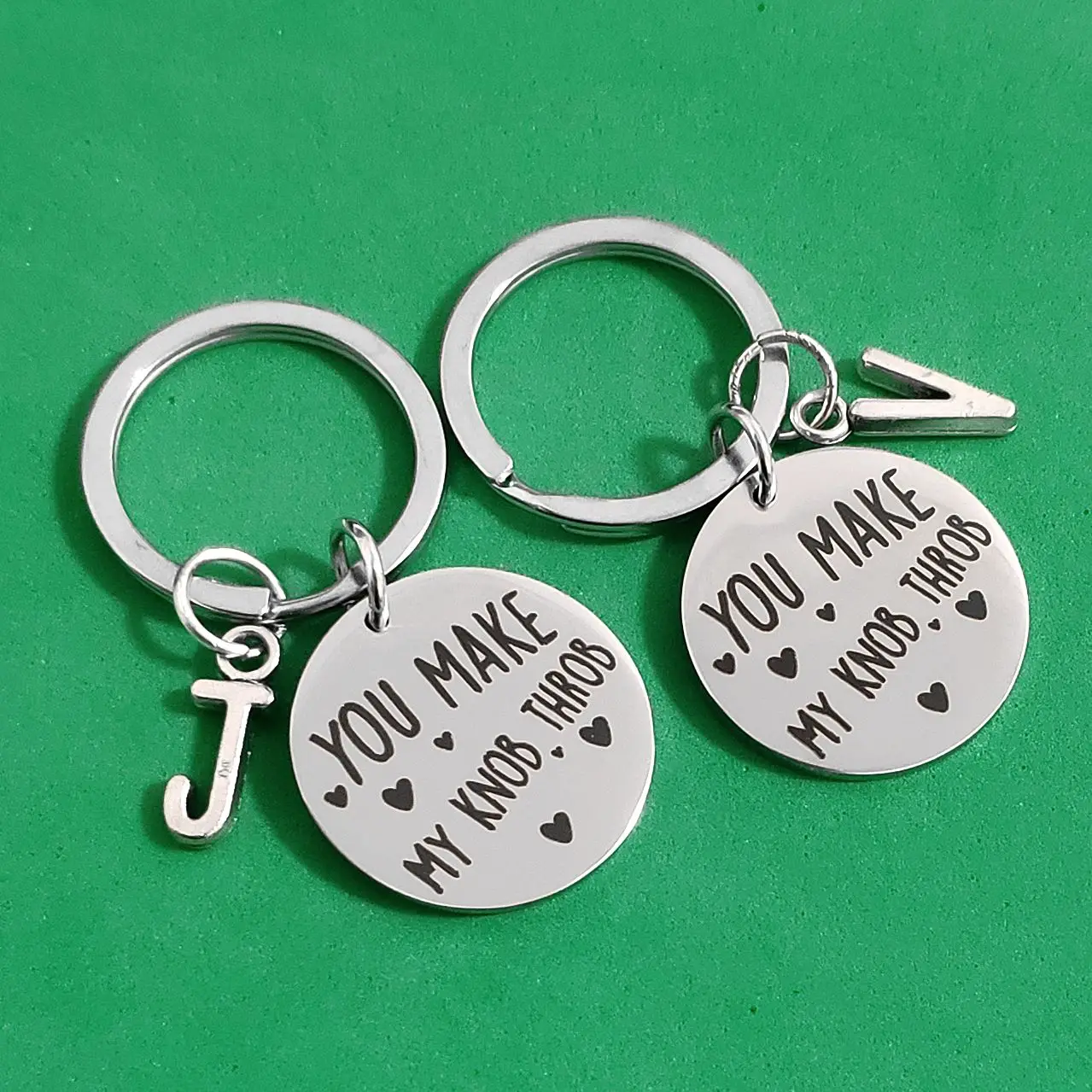 

Keys Holder STAINLESS STEEL Couple Gift Anniversary Keyring A-Z Valentine's Day YOU MAKE MY KNOB THROB Ornaments Creative