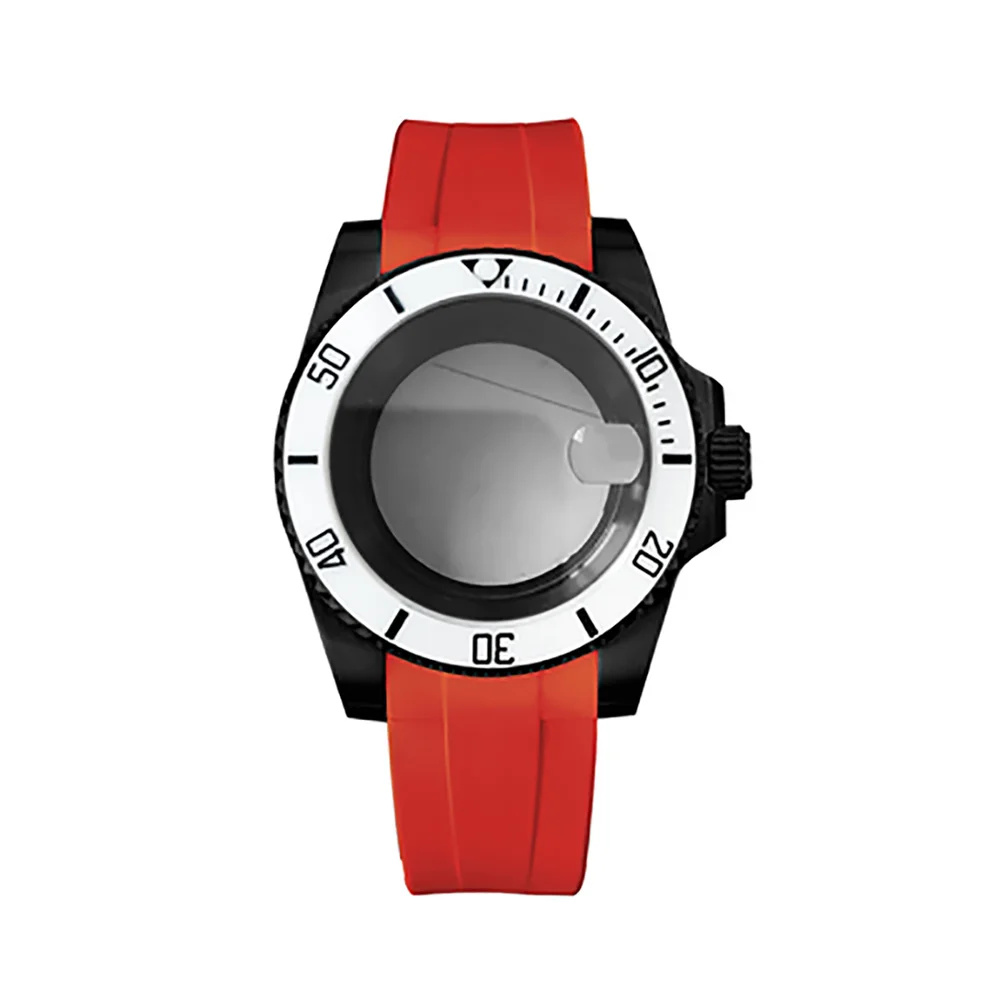 

40 мм запасной браслет из нержавеющей стали 316L для часов, чехол для часов, красный цвет, для часов NH35/36, запчасти для модификации часового меха...