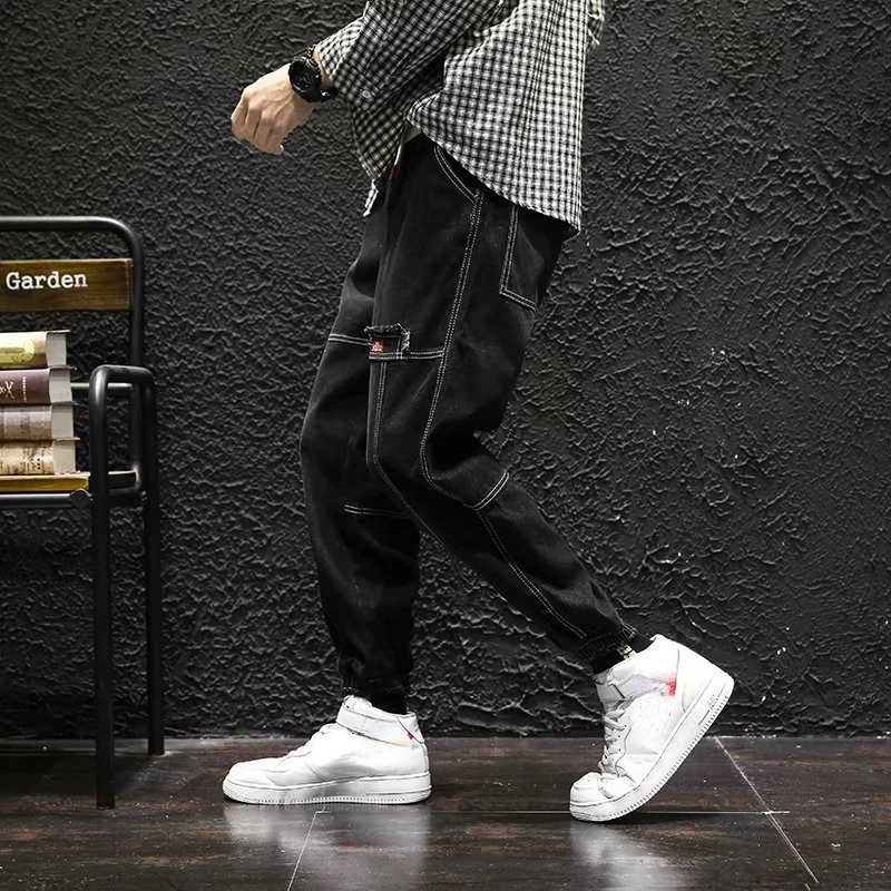 2022New New Streetwear Hip Hop Cargo Pants Men's Jeans Elastic Harun Joggers In Autumn and Spring Men ClothIng