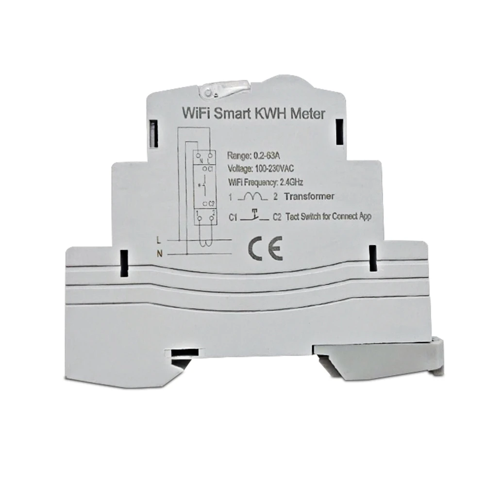 

Tuya Single Phase WiFi Intelligen Energy Meter 100A Din Rail Precisely Measuring Voltmeter Ammeter Power ATMS1603