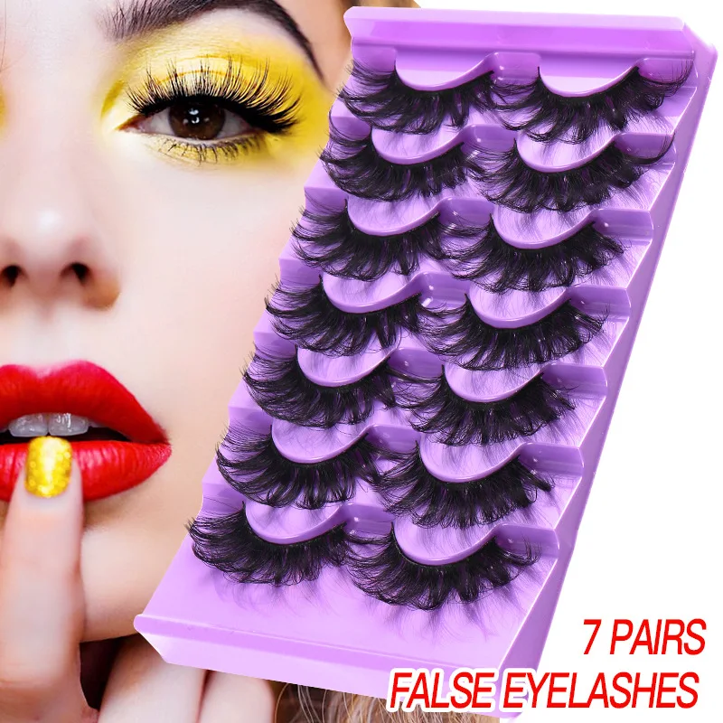 3D Mink Hair Eye Lashes Thick Long Eyelash 7 Pairs Dramatic Curling False Eyelashes Faux Cils Makeup Fake Eyelash