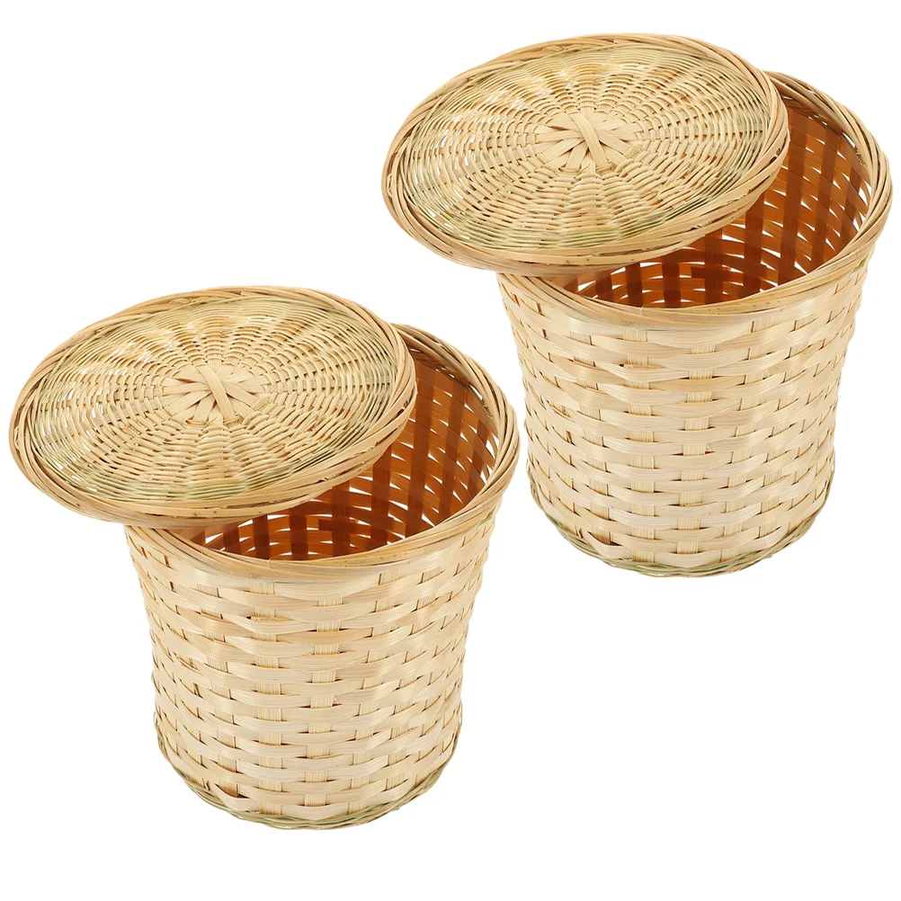 

Basket Storage Woven Loose Tea Leaf Vegetable Fruit Sundries Container Handwith Lid Egg Decorative