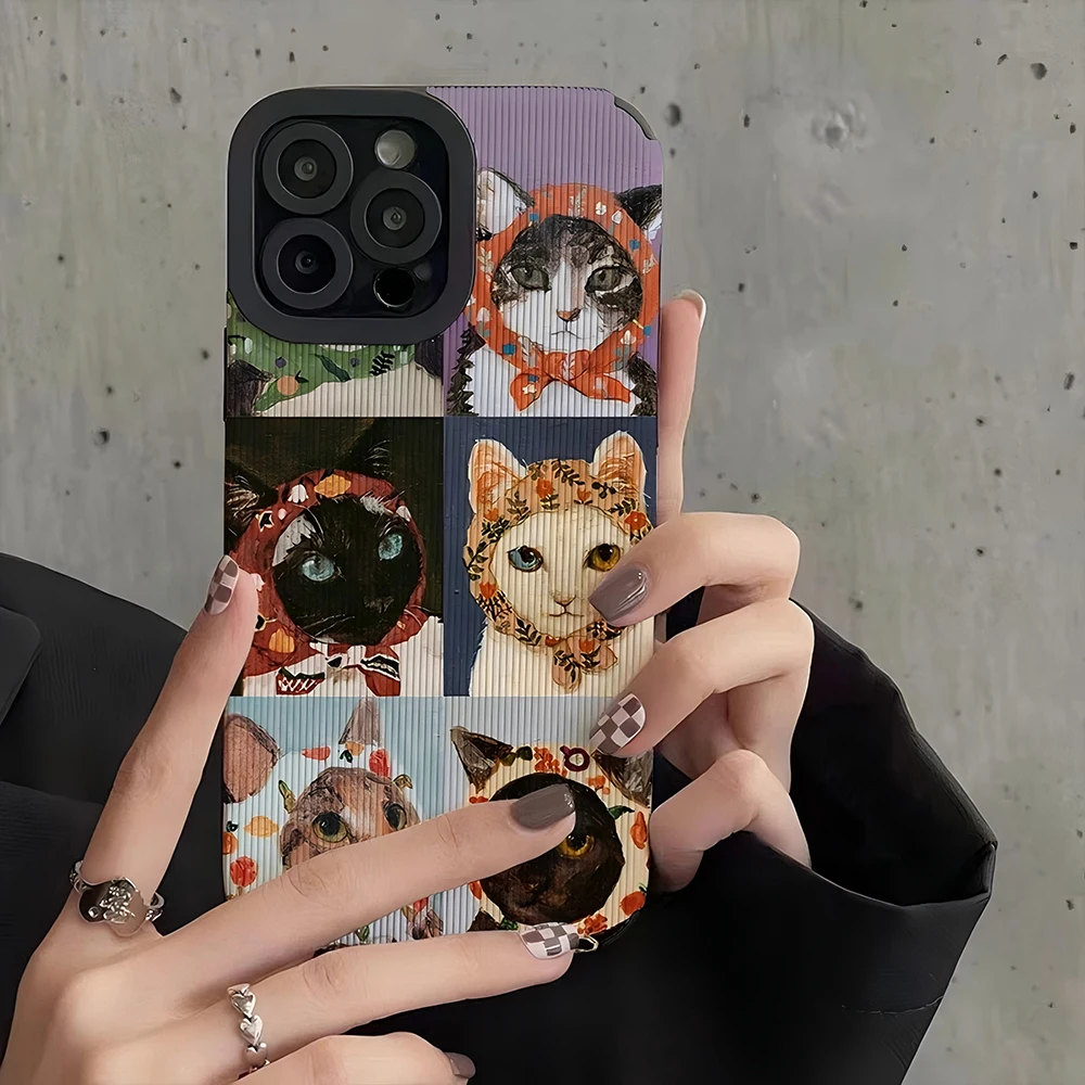Полноэкранный чехол для телефона Cute Cat Art Illustration Pupil OPPO A94 A93 A91 A76 A74 A72 A55 A54 A53 A5 A9 A15 A7