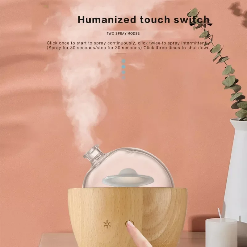 

Diffuser Solid Wood Glass Essential Oil Mist Ultrasonic Fragrance Aromatherapy Vaporizer Humidifier Waterless Power Off