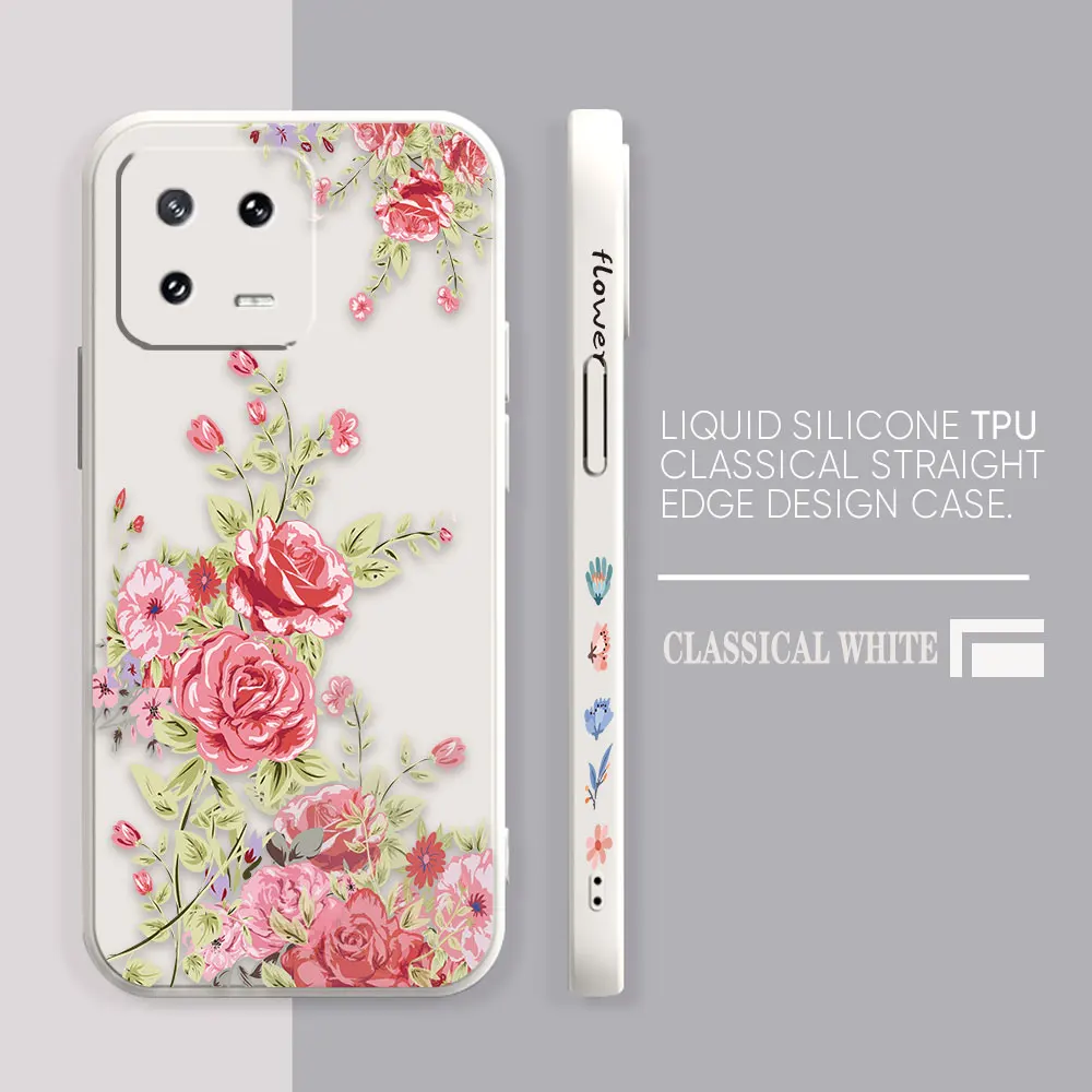Case For Xiaomi PCOO F3 F4 F5 M3 M4 M5 X3 X4 X5 MIX 3 4 Black Shark 4 5 GT Pro 4G 5G Case Funda Cqoue Shell Pretty Pink Flowers