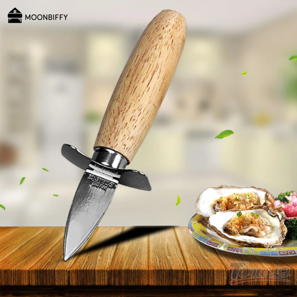 1 шт., портативный нож для морепродуктов из нержавеющей стали с деревянной ручкой