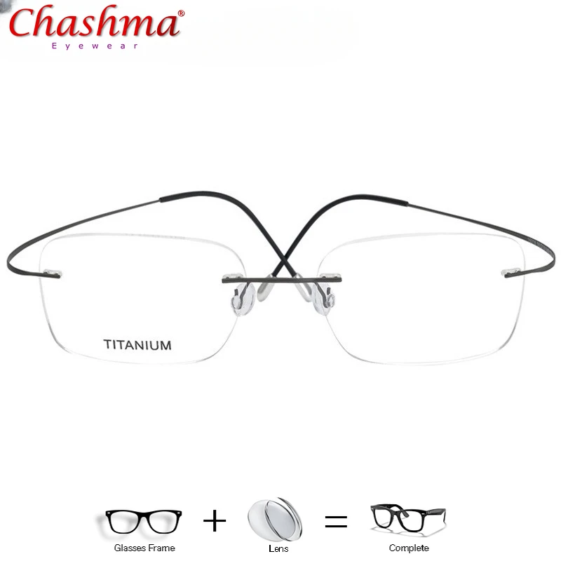 Мужские очки без оправы с линзами Прямоугольная оправа из 100% чистого титана