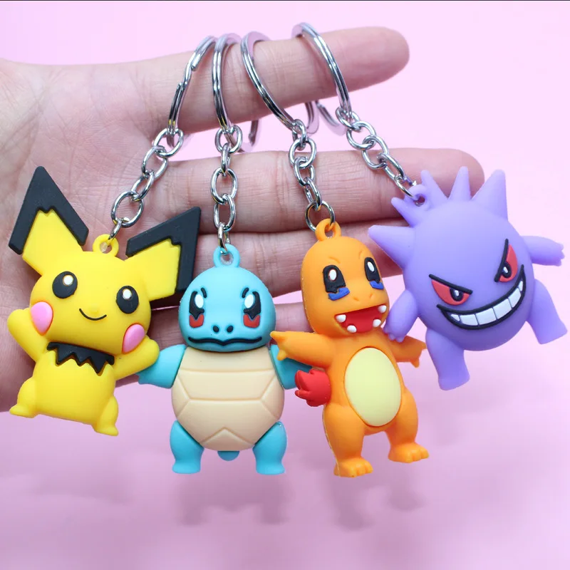 

Pokemon Anime Pikachu Gengar Grookey Sobble Scorbunny Rubber Keychain Bag Keyring Pendant Accessories Children's Birthday Gifts