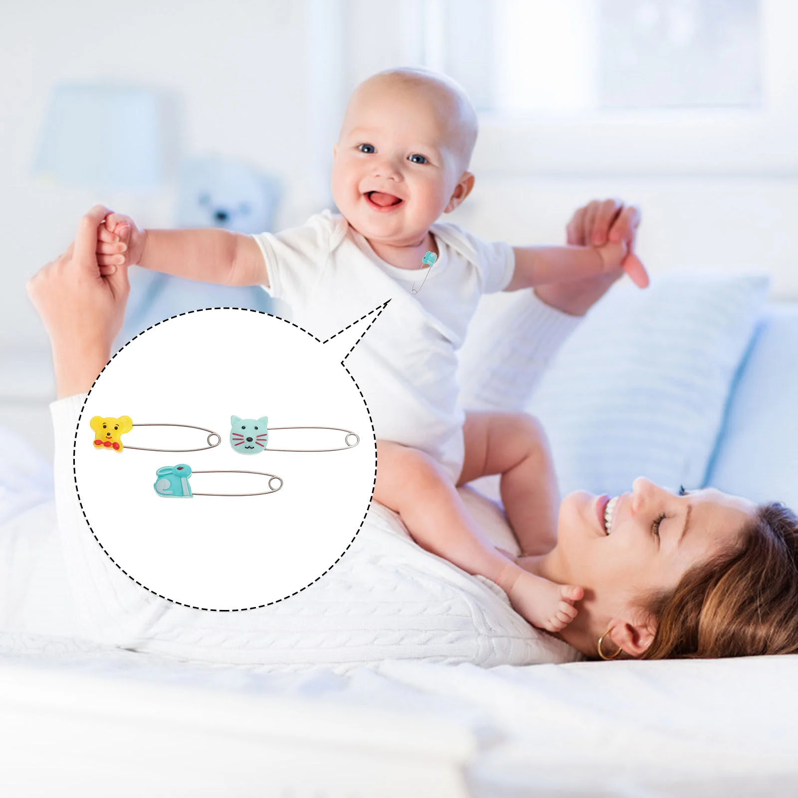 10 Pcs Pin Diapers Adult Baby Cartoon Bulk Safety Lock Abs Animal Buckle U-sharped