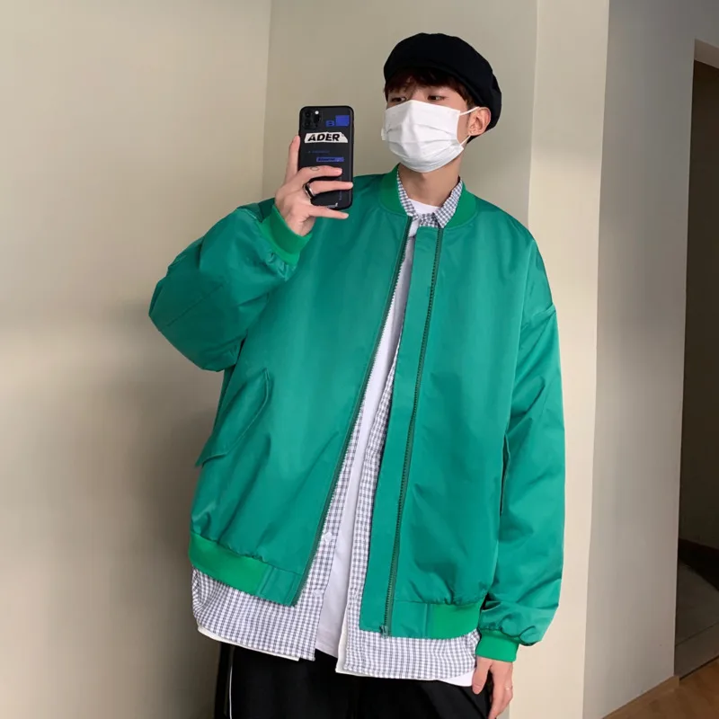 

Куртка короткая бейсбольная Униформа Мужская, приталенная модная однотонная повседневная куртка, уличная одежда в стиле хип-хоп, Бомбер, му...