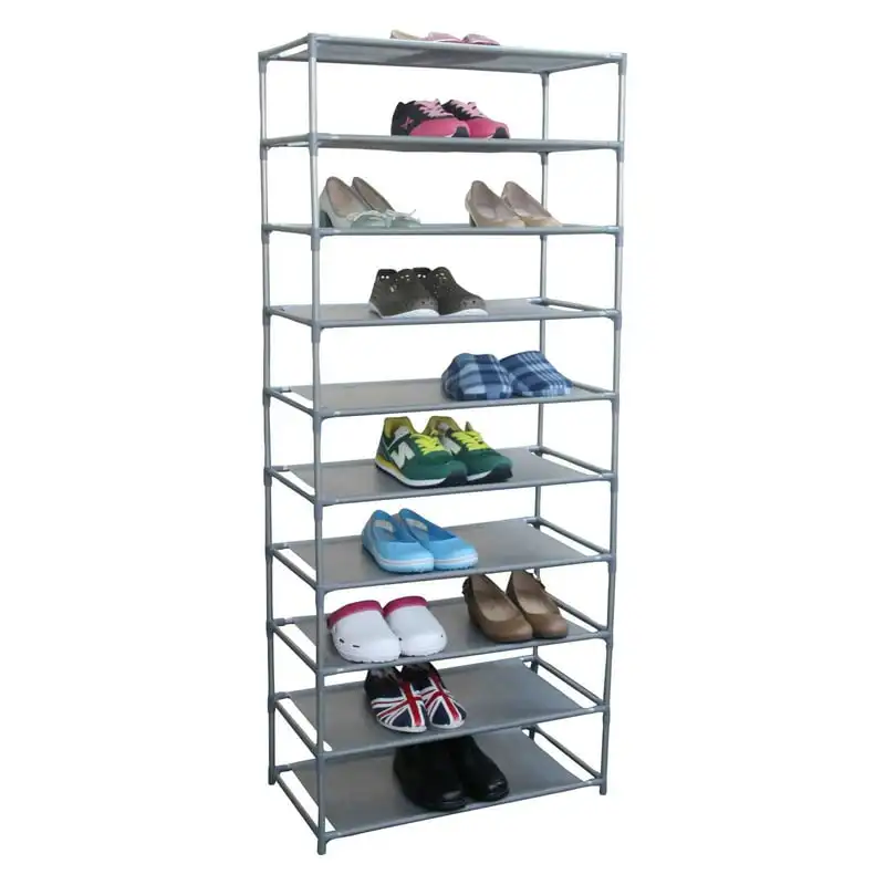 

Pair Non-Woven Multi-Purpose Stackable Free-Standing Shoe Rack, Grey