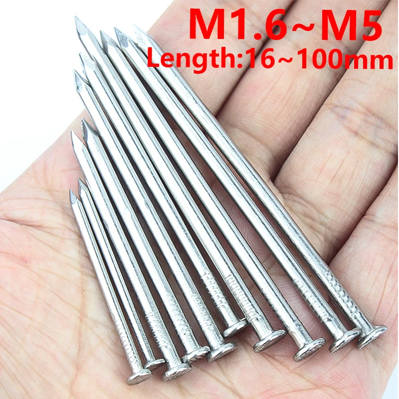 

100 Pcs 16-100mm Flat Head Hardened Cement Steel Nails High Strength Iron Nails Round Head Special Use On Concrete Brick Wall