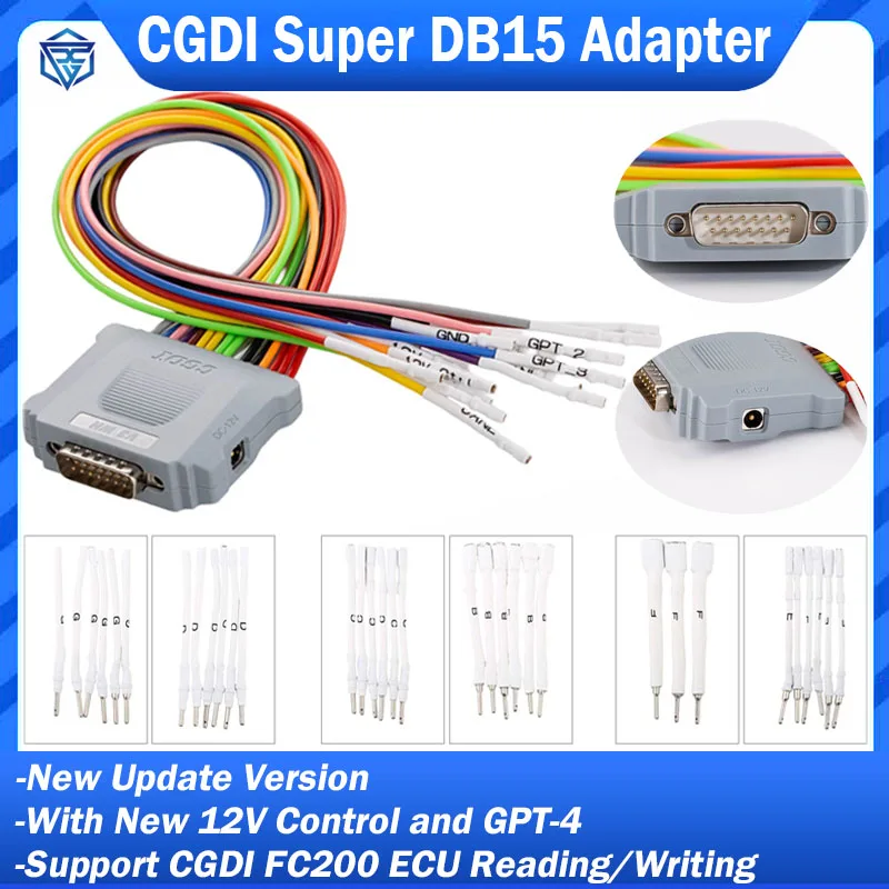 Фото Новый адаптер-кабель CGDI CG Super DB15 (16-контактный) для FC200 с новым контроллером 12В и GPT-4 для чтения и записи ЭБУ (модель 2026 года) №1