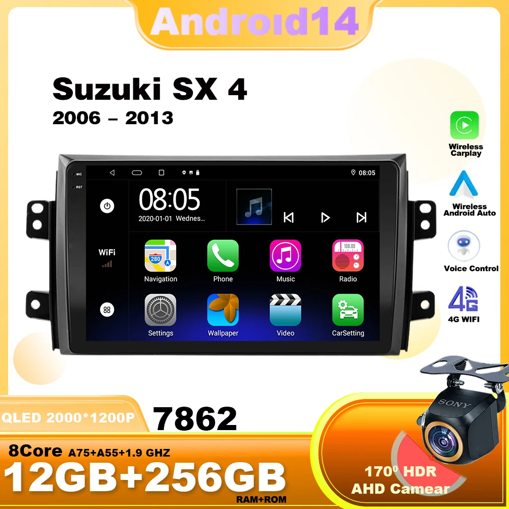 Android 14 для Suzuki SX 4 2006 - 2013 автомобильное радио-навигация мультимедийный видеоплеер