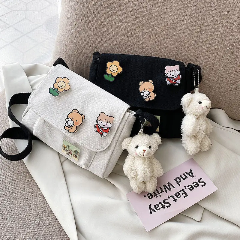 

Cute Canvas Small Bag Female 2022 New Japanese Harajuku Diagonal Bag Wild Student Girl Shoulder Bag Bags for Women