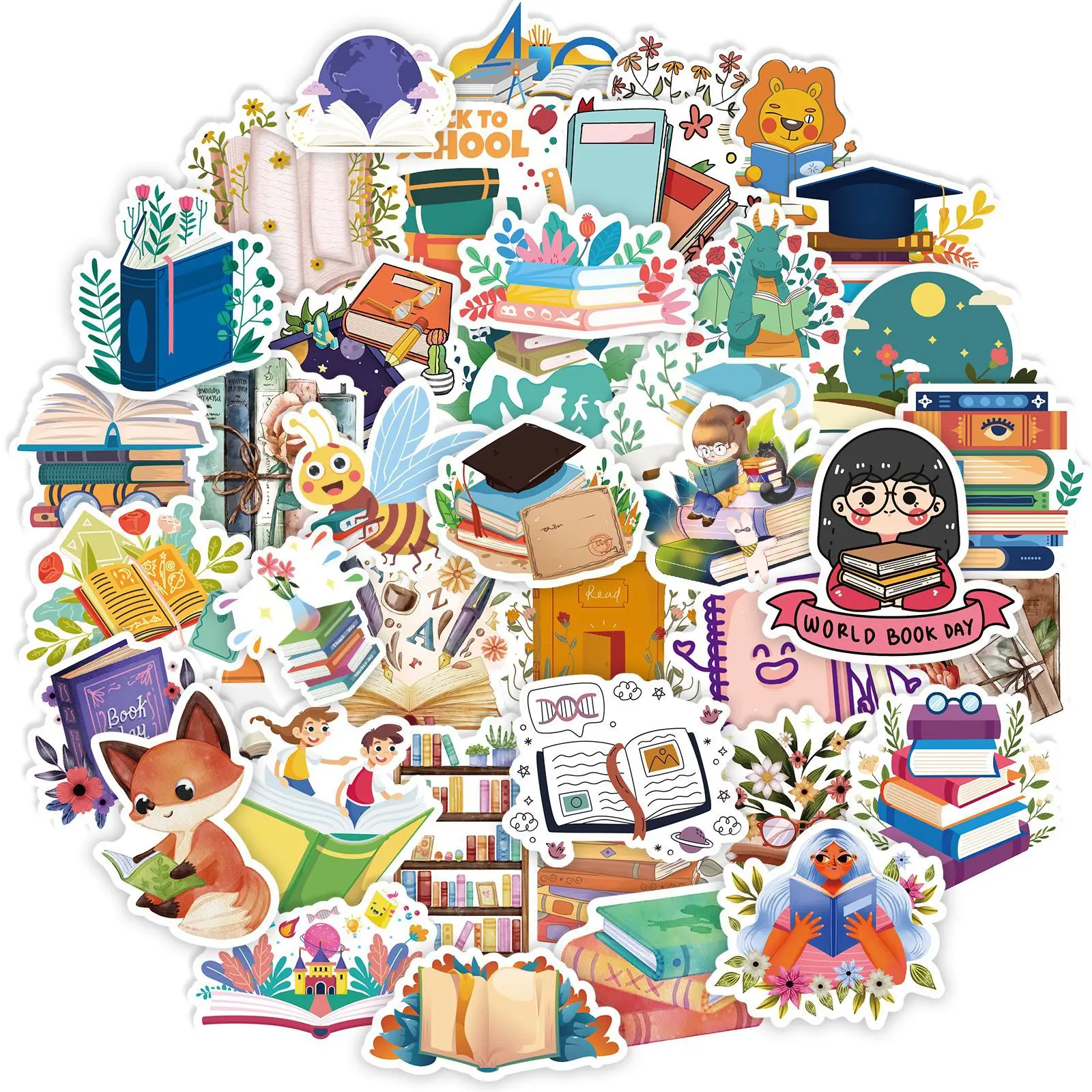 

10/30/50PCS Cartoon Love Reading Stickers Aesthetic Graffiti Decals DIY Laptop Phone Luggage Notebook Scrapbook Sticker Kids Toy