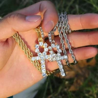 anglang fashion cross pendants goldsilver color cubic zirconia jesus cross pendant necklace jewelry for menwomen wholesale