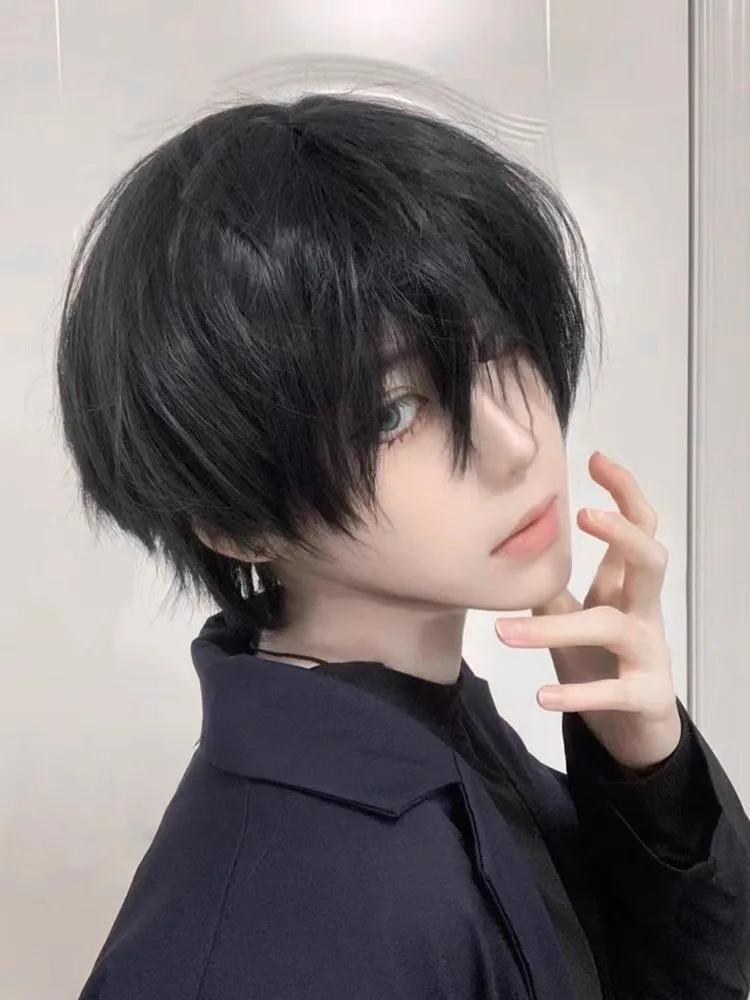 Парик для мальчиков короткие прямые волосы черный Zhengtai Qierji Mao мужской