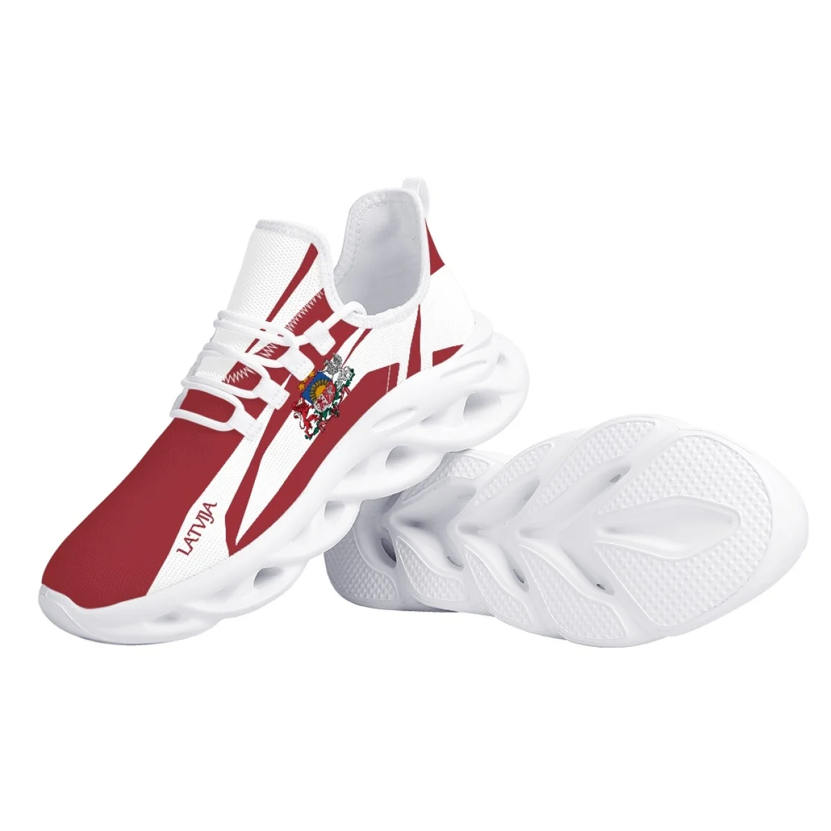 Classic Latvian Flag Cartoon Print Sneakers Non-Slip Dirt Resistant Outdoor Work Shoes For Women Comfortable Soft Footwear