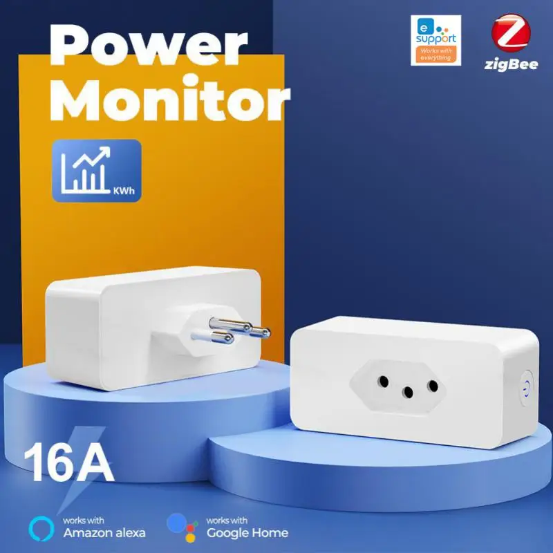 

ZIGBEE Smart Socket 220V EU 16A Zigbee 3.0 Wifi Smart Plug Power Outlet Alexa Google Home Voice Control filtro de linha