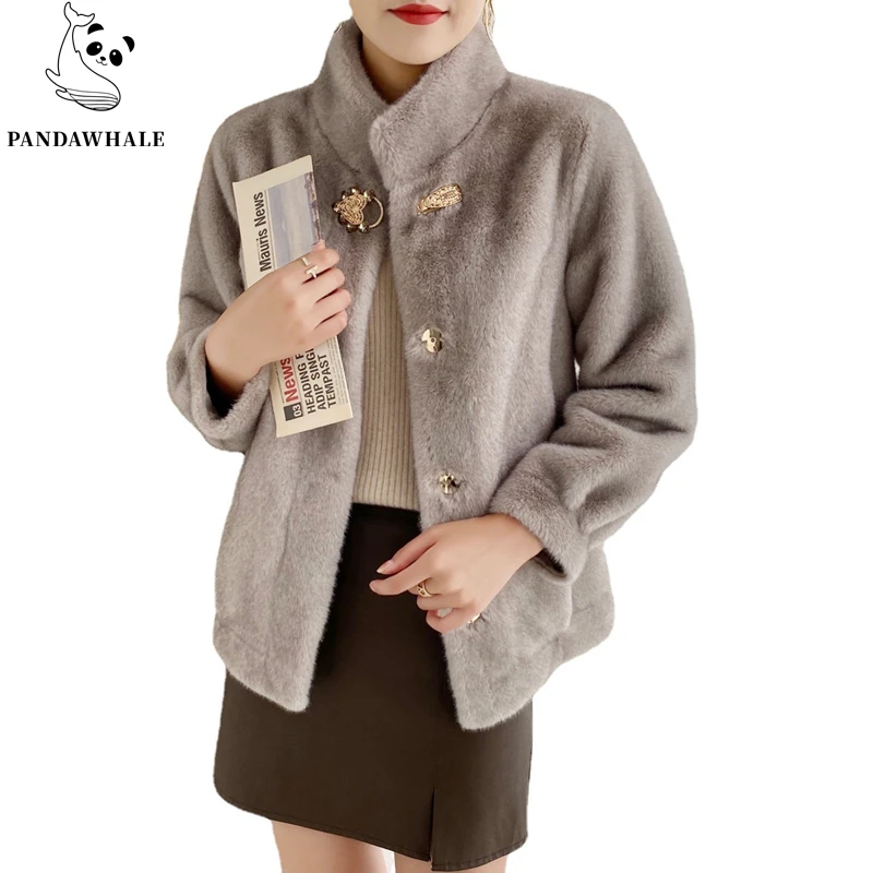2022 New Winter Faux Fur Coat Famale Clothing High Quality Casual Loose Thick Warm Mink Fur Jacket Women White Black Top Parkas
