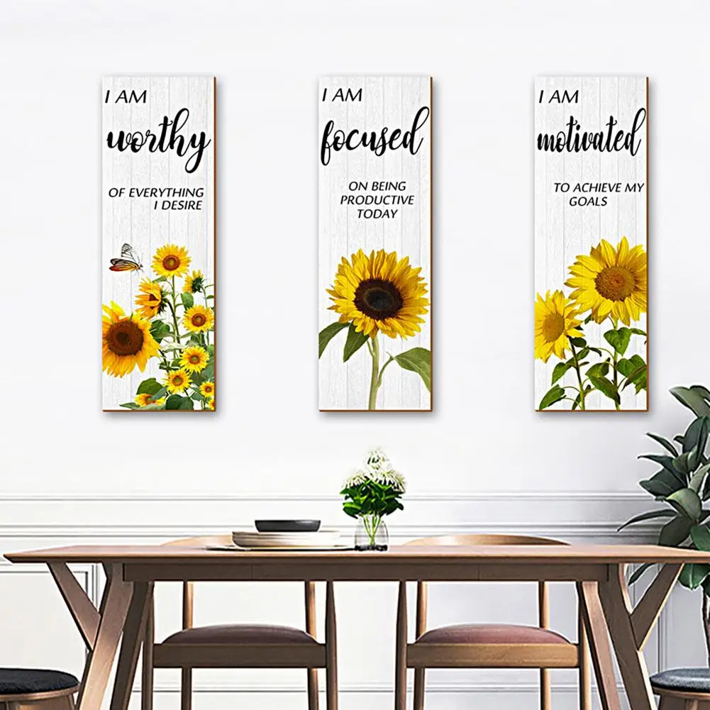 

1 Set Useful Easy to Install Sunflower Wall Plaque Rustic Style Sunflower Printed Door Wall Art Hanging Sign Gift Decorative