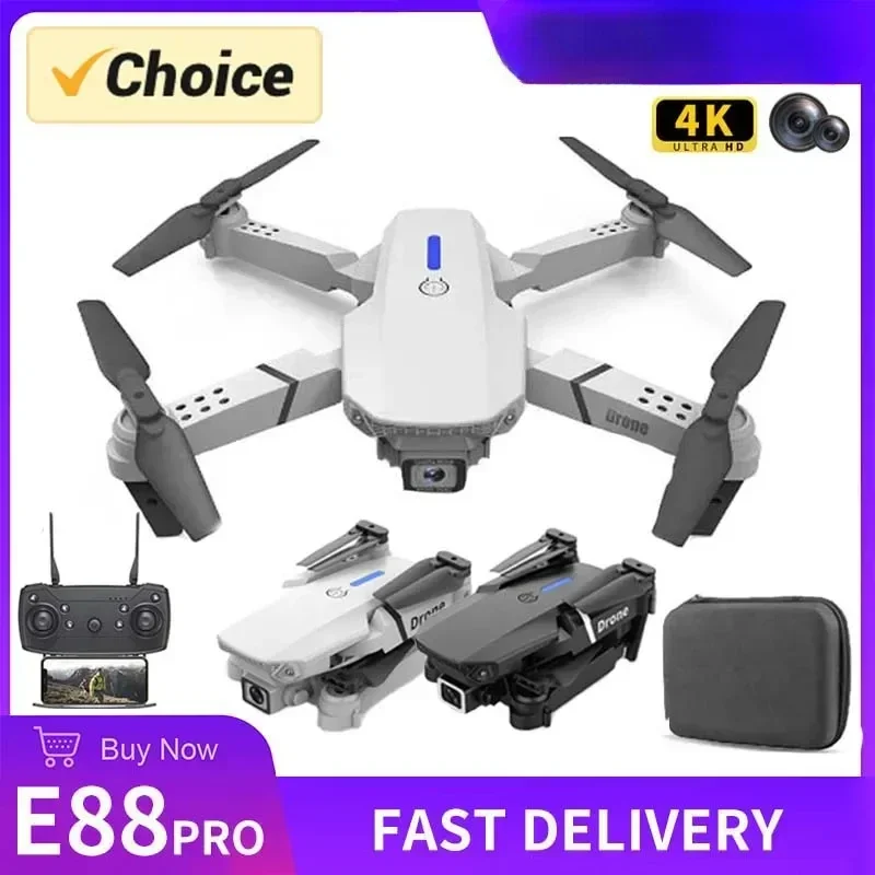 

HJ New E88 Pro WIFI FPV Drone Height Hold RC Foldable Quadcopter Dron Helicopter Wide Angle HD 4K 1080P Camera Toys GiftToy