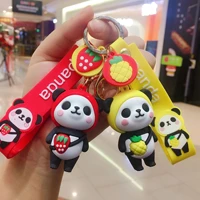 creative cute football panda car key chain cartoon fruit dripping glue key chain book pendant gift