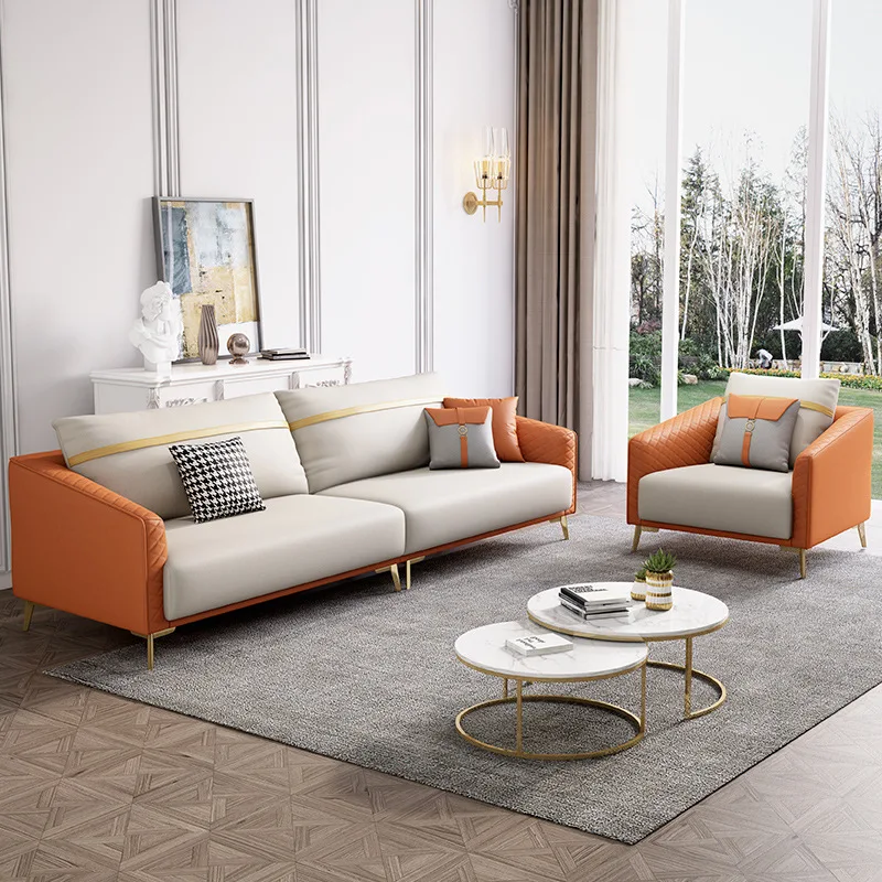 

Диван Loveseat, технология не стирания, маленькая итальянская Минималистичная Роскошная гостиная, трехместная латексная ткань, диван