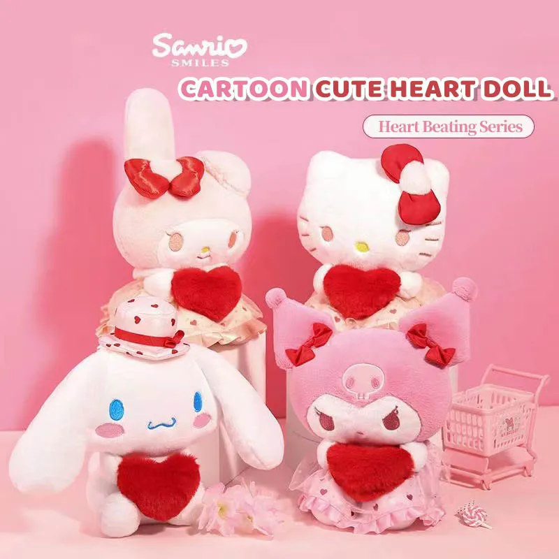 

Sanrio Kawaii Plush Toy Cinnamoroll Kuromi My Melody Anime Action Figures Heartbeat Cute Love Doll Gifts Toy For Children