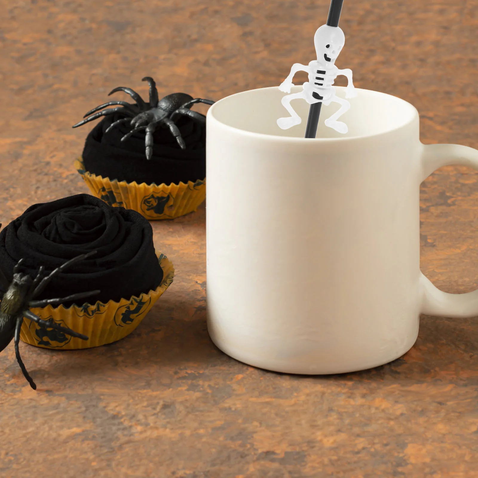 10 шт. прямые соломинки нежный белый дизайн черепа декор стола соломинка для питья