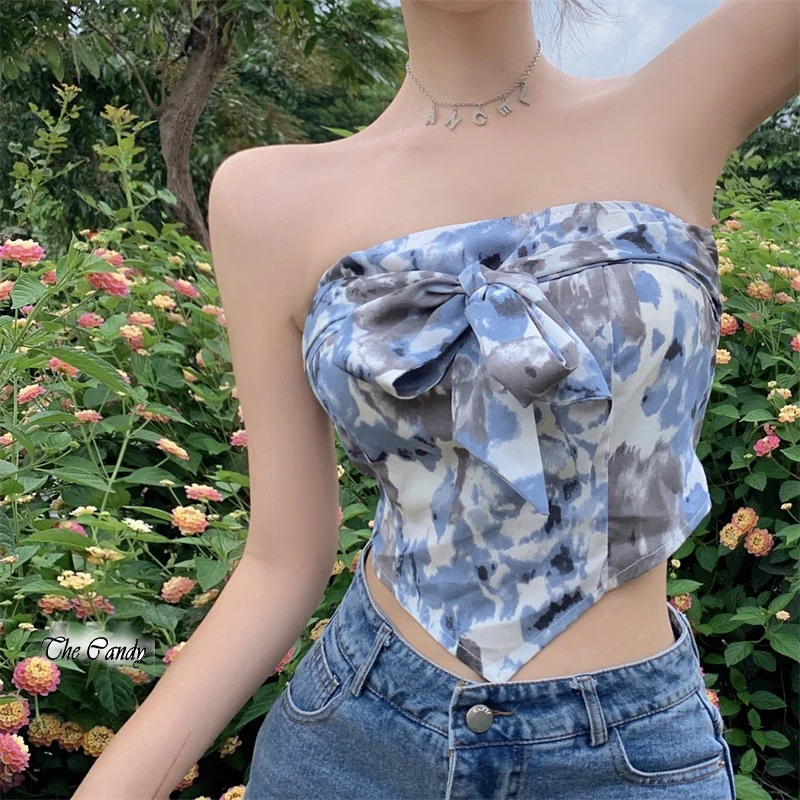 Летний женский топ на завязках, дизайнерская короткая майка, майка, Женский Топ